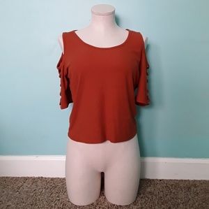 Rust Cold Shoulder Top